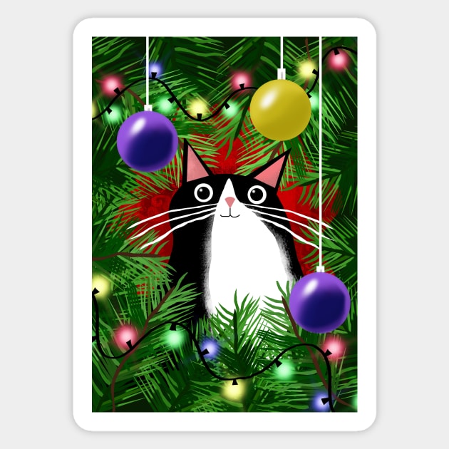 The Cat and the Christmas Tree Sticker by Scratch